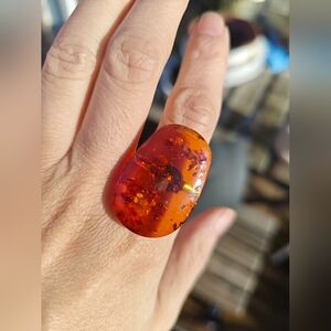 130 Sterling silverAmber Ring, size adjustable